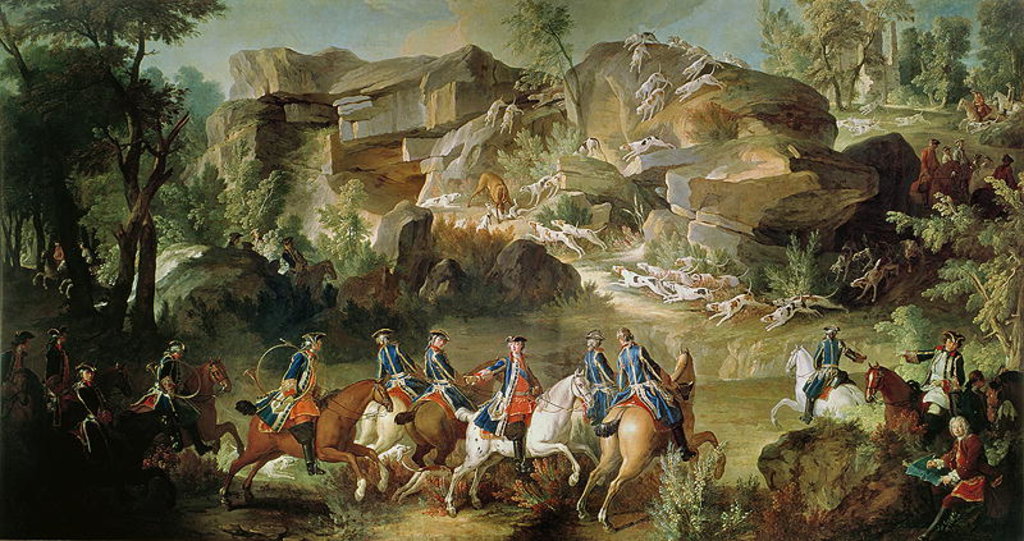 Detail of Hunting in the Forest of Fontainebleau at Franchard by Jean-Baptiste Oudry