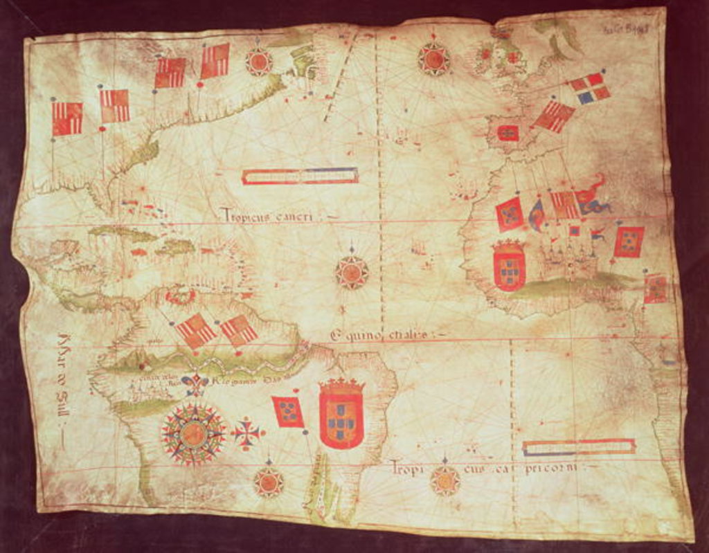 Detail of Map of the Atlantic Ocean, c.1550 by Portuguese School