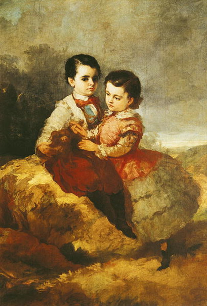 Detail of The Artist's Children by Eugenio Lucas y Padilla
