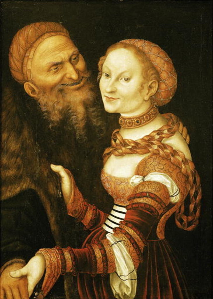 Detail of The Courtesan and the Old Man by Lucas