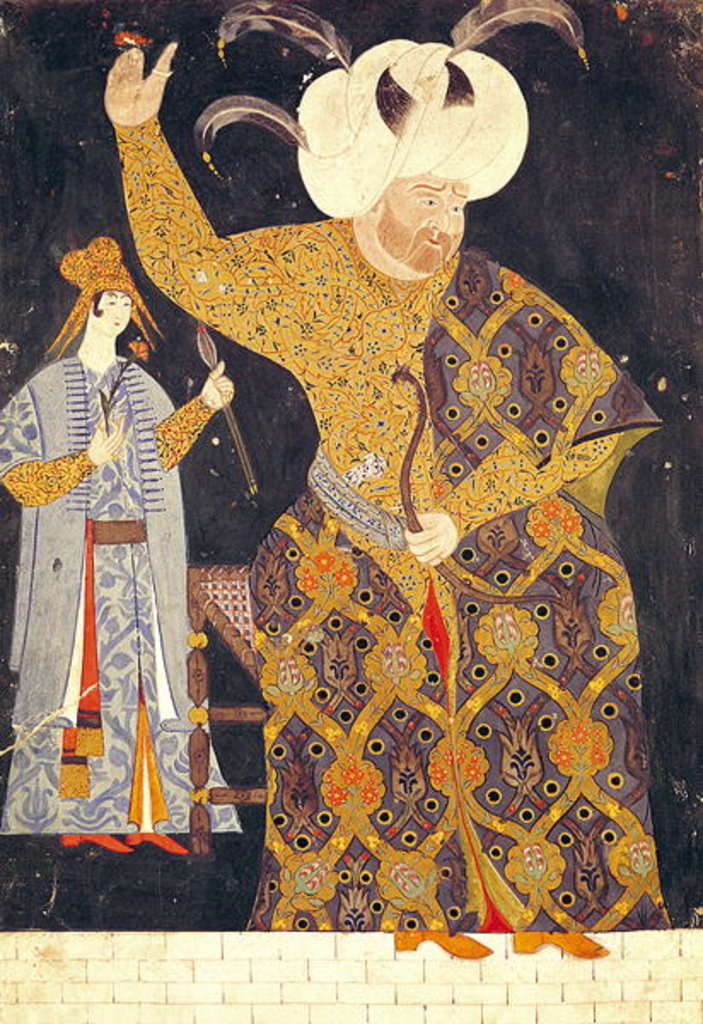 Detail of Portrait of Sultan Selim II firing a bow and arrow by Nakkep