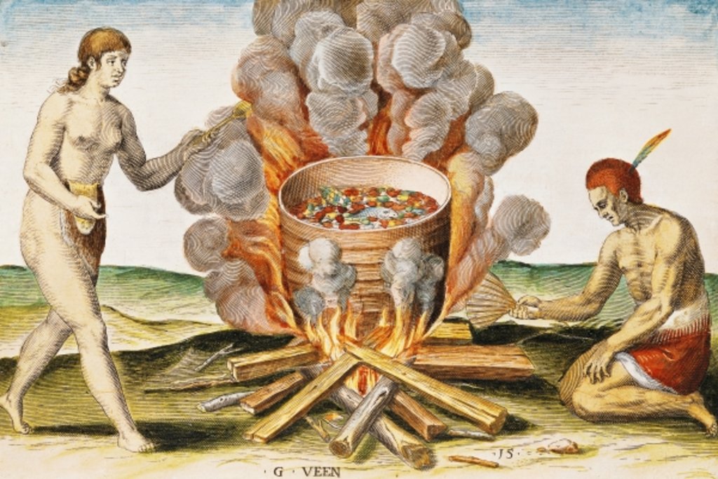 Detail of Cooking Food in a Terracotta Pot by John (after) White