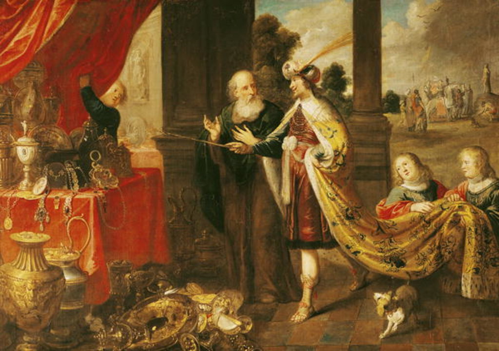 Detail of Ahasuerus Showing his Treasure to Mordecai by Claude Vignon