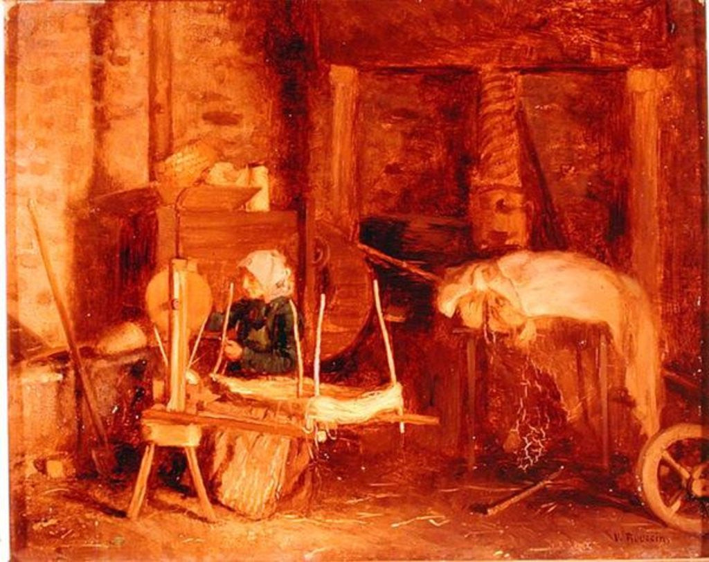 Detail of An Elderly Woman Winding Hemp near a Press by Victor Marie Roussin