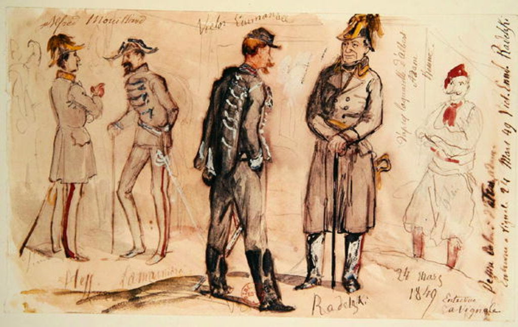 Detail of King Vittorio Emanuele II Meeting Joseph Radetsky von Radetz at Vignale, 24th March 1849 by Albrecht Adam