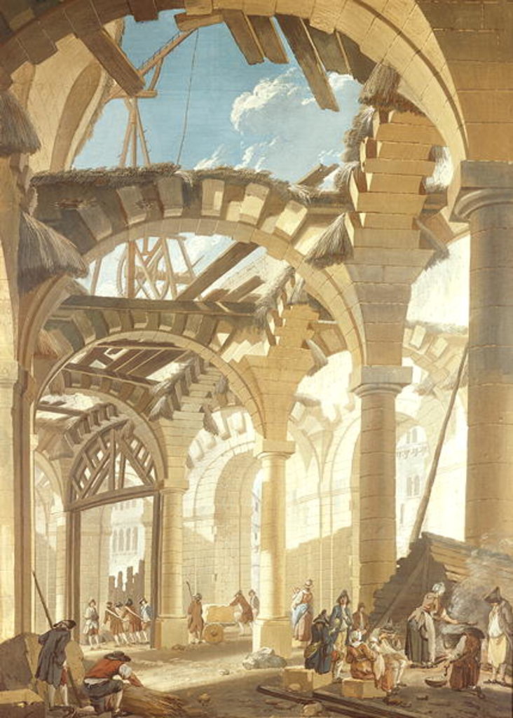 Detail of Construction of a Wheat Market, 1765 by Pierre-Antoine Demachy