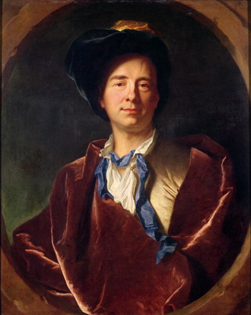 Detail of Portrait of Bernard le Bovier de Fontenelle by Hyacinthe Francois Rigaud