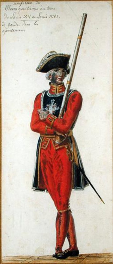 Detail of Musketeer from the time of Louis XV and Louis XVI by Pierre Antoine Lesueur