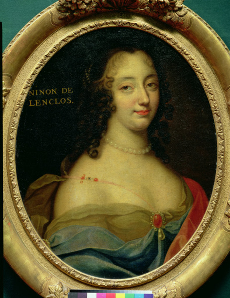 Detail of Portrait of Ninon de Lenclos by Louis Ferdinand (attr.to) Elle