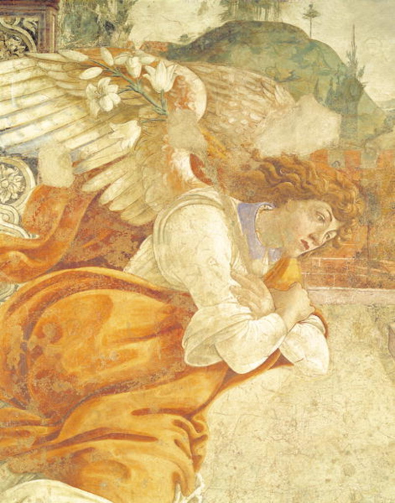 Detail of The Annunciation, detail of the Archangel Gabriel, from San Martino della Scala, 1481 by Sandro Botticelli