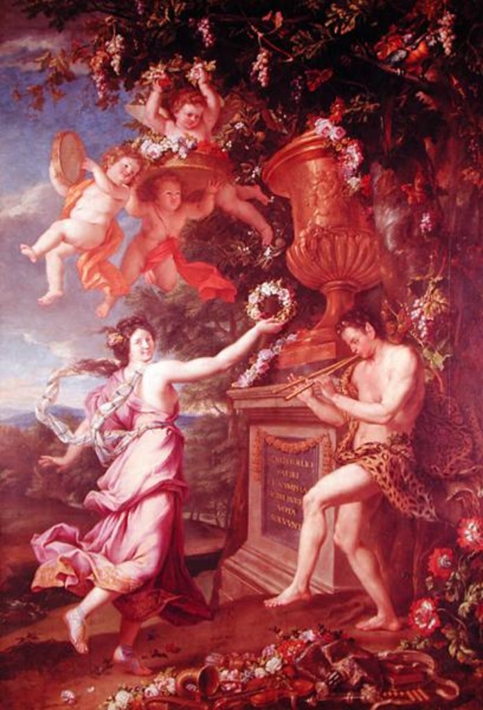 Detail of The Dance of a Nymph and a Satyr by Alexandre Ubelesqui