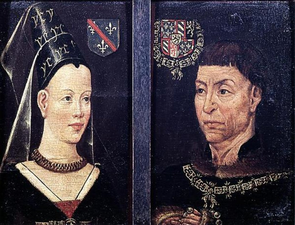 Detail of Double portrait of Charles le Temeraire Duke of Burgundy and his wife, Isabelle de Bourbon by Flemish School