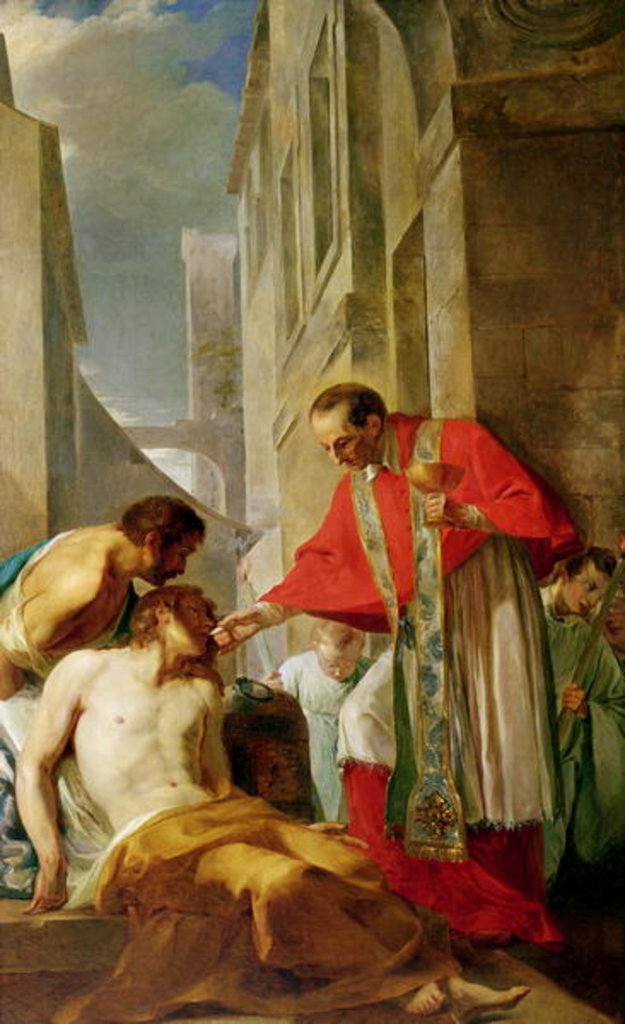 Detail of St. Charles Borromeo Administering the Sacrament to a Plague Victim in Milan in 1576 by French School