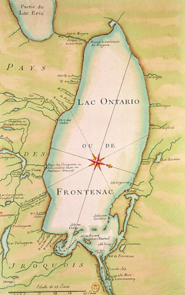 Detail of Map of Lake Ontario by French School