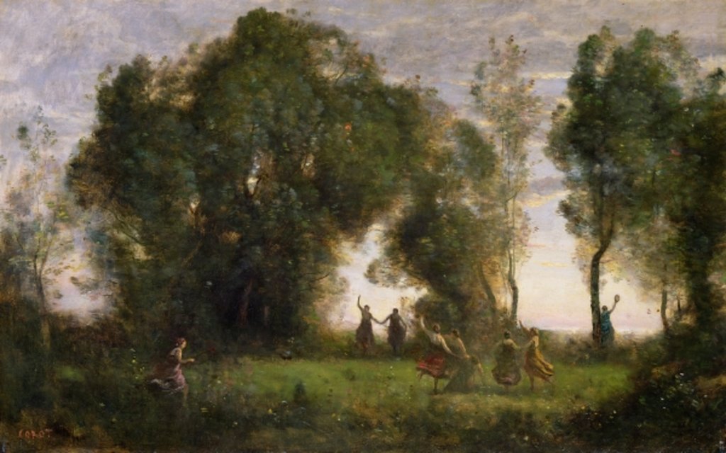 Detail of The Dance of the Nymphs by Jean Baptiste Camille Corot