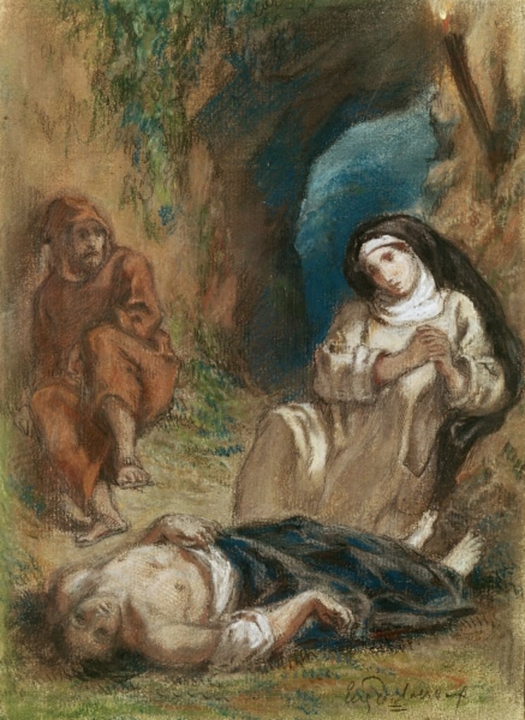 Detail of Lelia in the Cave by Ferdinand Victor Eugene Delacroix