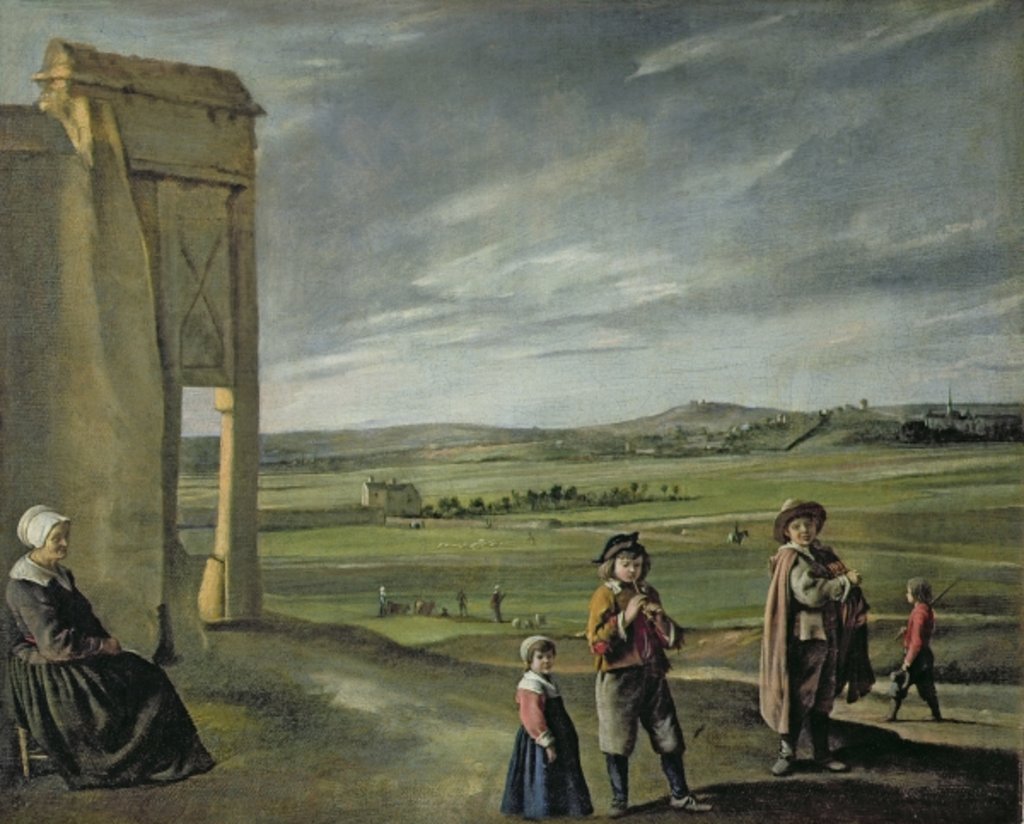 Detail of Landscape with Peasants, c.1640 by Louis Le Nain