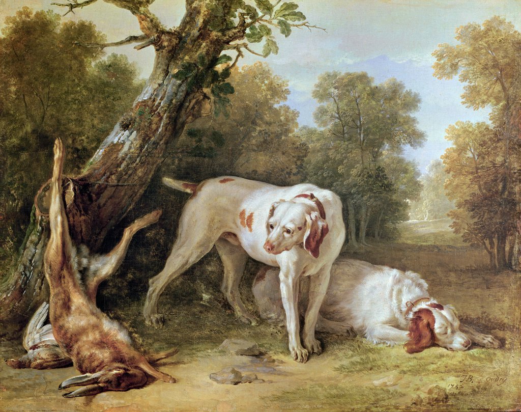 Detail of Dog and Hare by Jean-Baptiste Oudry