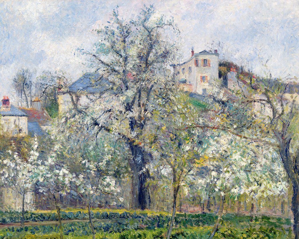 Detail of The Vegetable Garden with Trees in Blossom, Spring, Pontoise, 1877 by Camille Pissarro