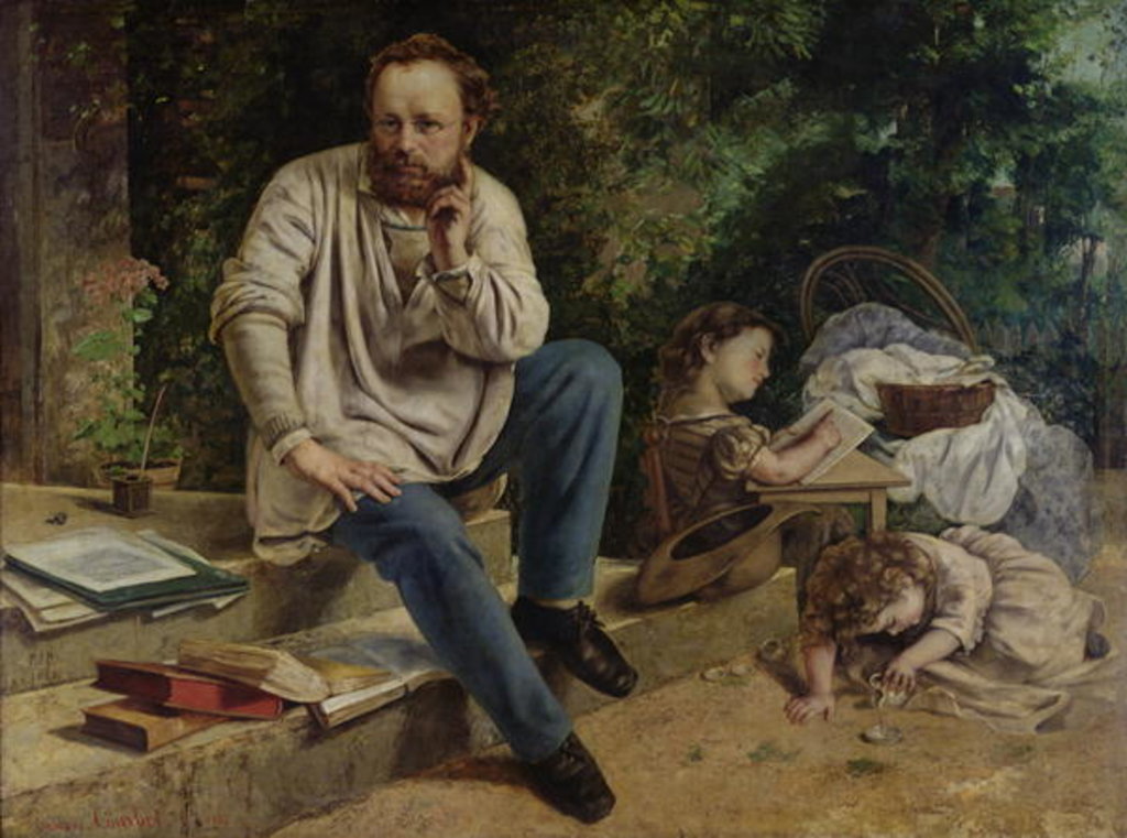 Detail of Pierre Joseph Proudhon and his children in 1853 by Gustave Courbet