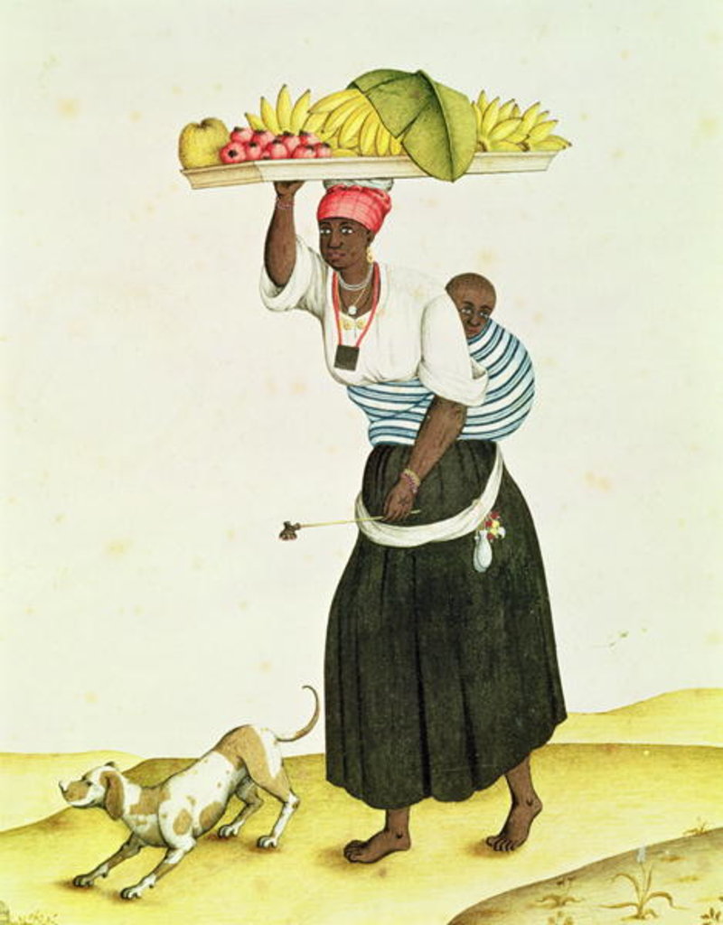 Detail of A Woman Carrying a Tray of Fruit on her Head by Carlos Juliao