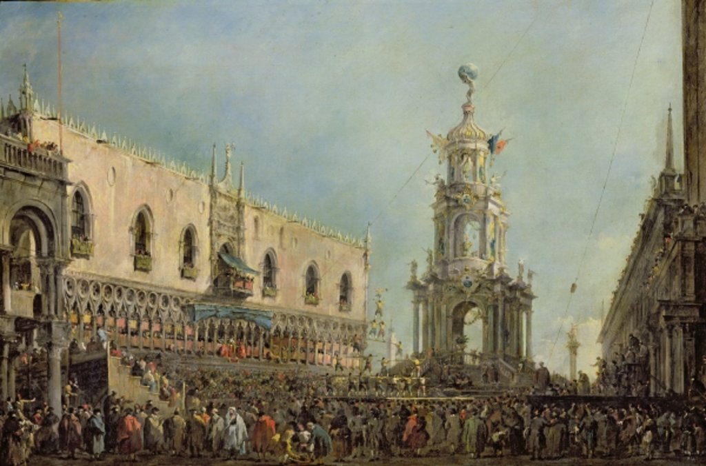 Detail of The Doge Watching the Festival of Giovedi Grasso in the Piazzetta di San Marco, 1766-70 by Francesco Guardi