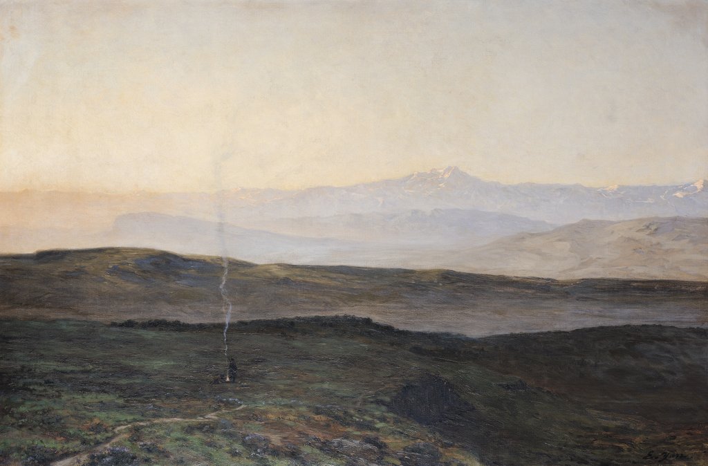 Detail of View of the Pyrenees from Plague by Edmond Yarz