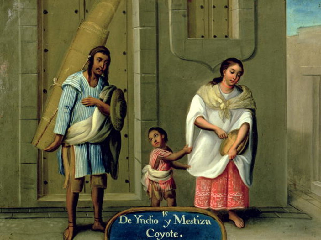 Detail of An American Indian Man and his Mixed-Race Wife by Mexican School