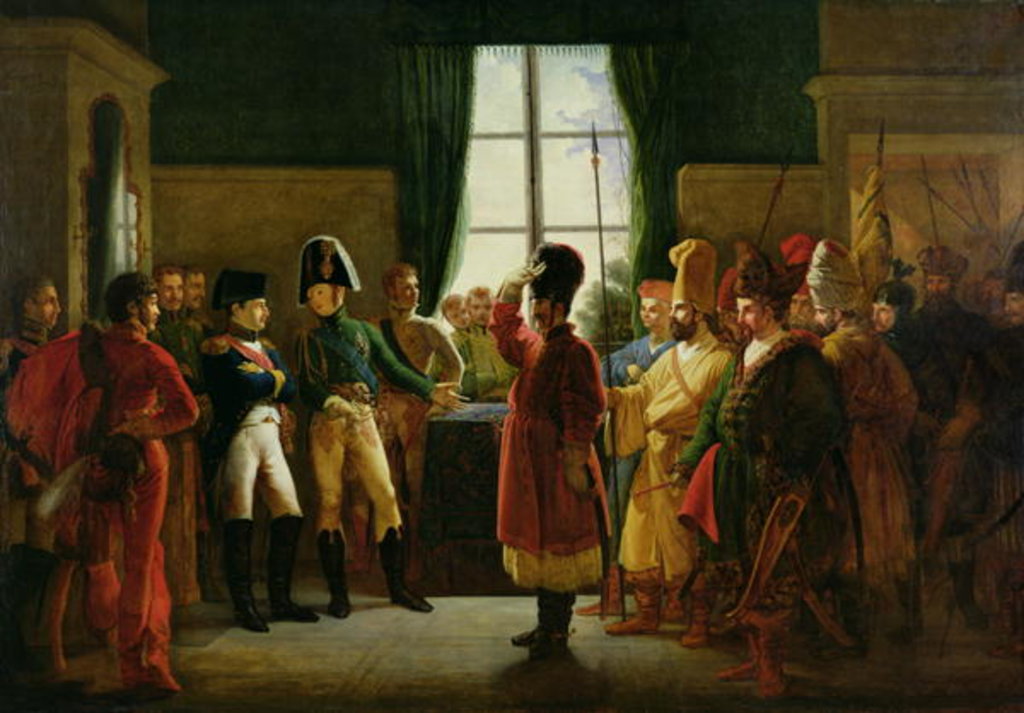 Detail of Alexander I Presenting the Kalmuks, Cossacks and Bashkirs to Napoleon I at Tilsit in July 1807, 1807-10 by Pierre-Nolasque Bergeret