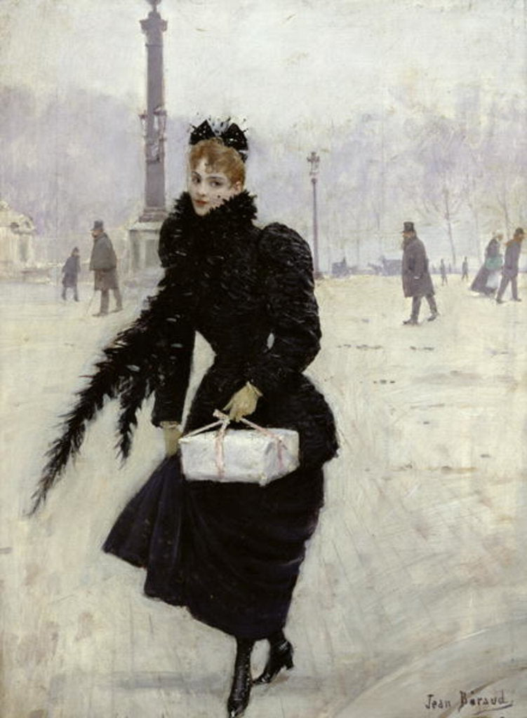 Detail of Parisian woman in the Place de la Concorde, c.1890 by Jean Beraud