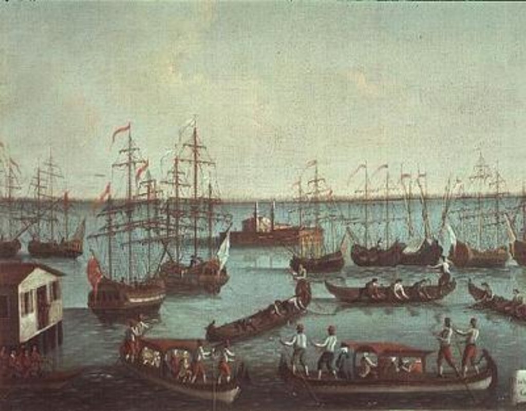 Detail of Noblemen Fishing in the Canal Orfano by Gabriele Bella