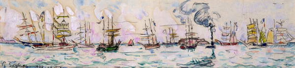 Detail of The Departure of the Fishing Trawlers to Newfoundland, 1928 by Paul Signac