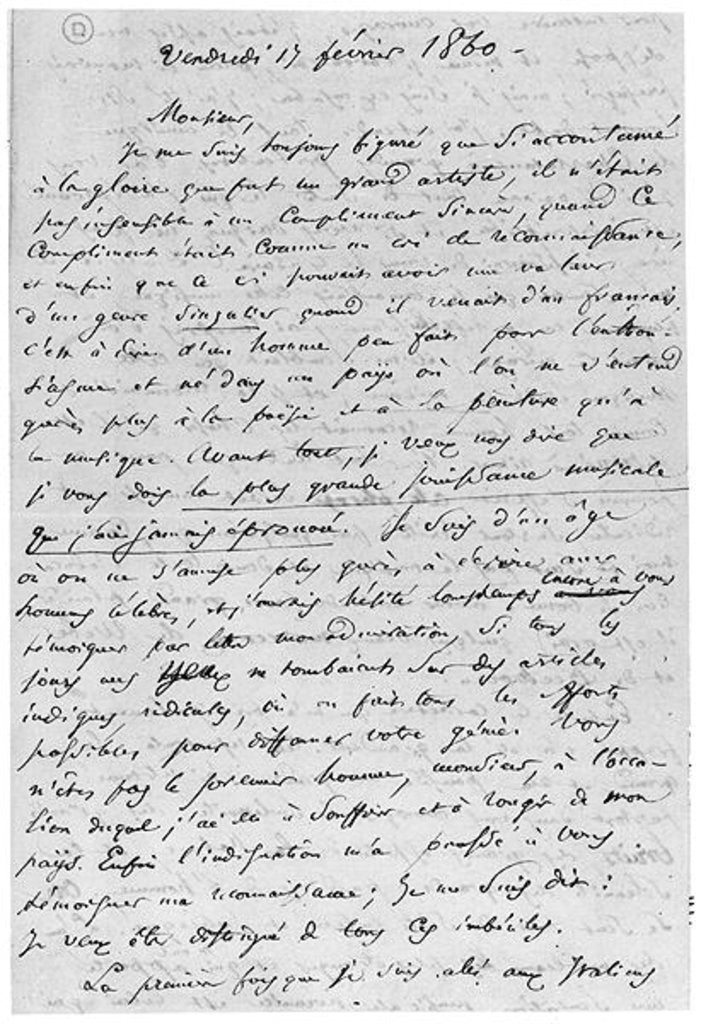 Detail of Letter to Richard Wagner 17th February 1860 by Charles Pierre Baudelaire