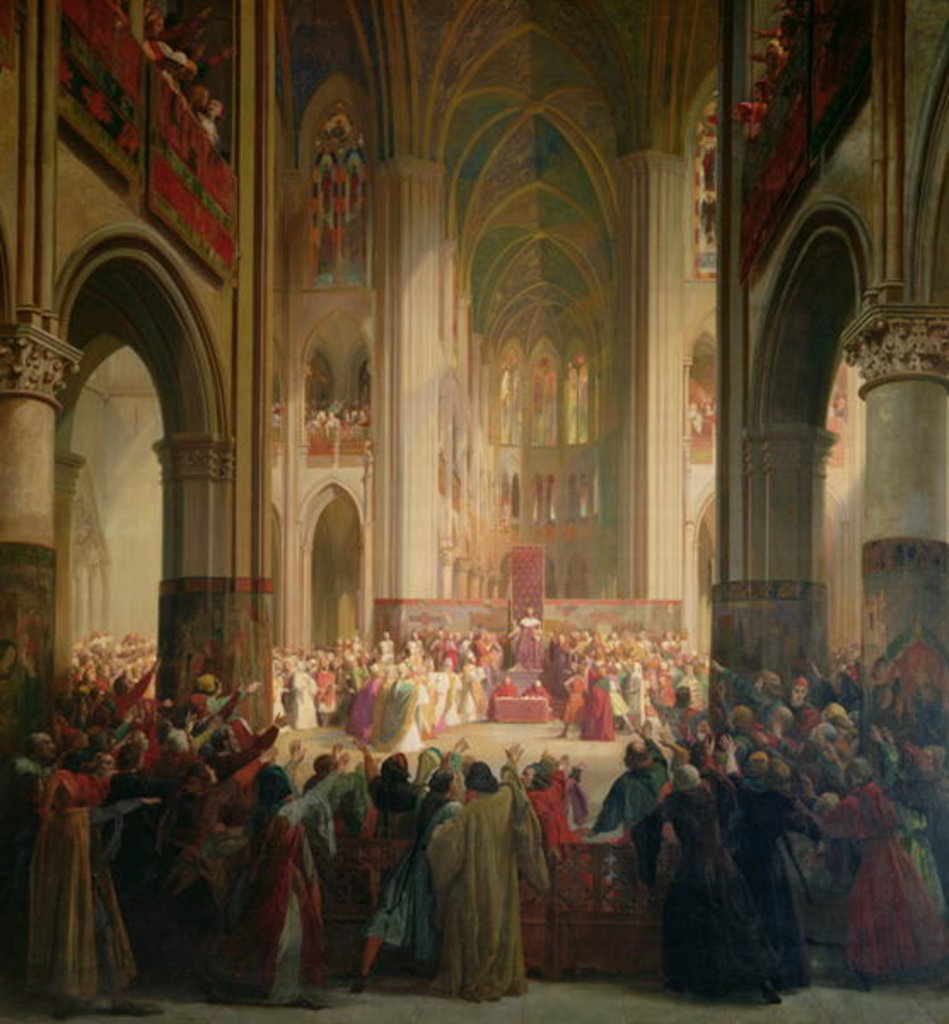 Detail of Estates General of Paris Meeting in Notre-Dame after the Death of Charles IV, 1st February 1328, 1841 by Jean Alaux