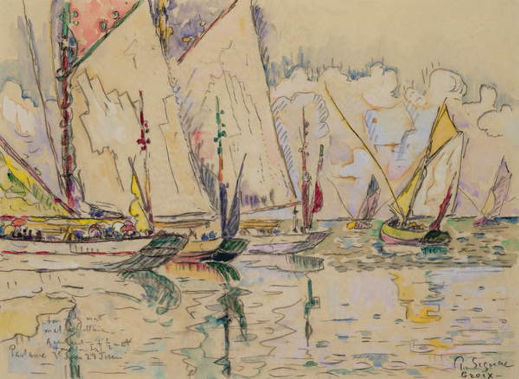 Detail of Departure of tuna boats at Groix by Paul Signac
