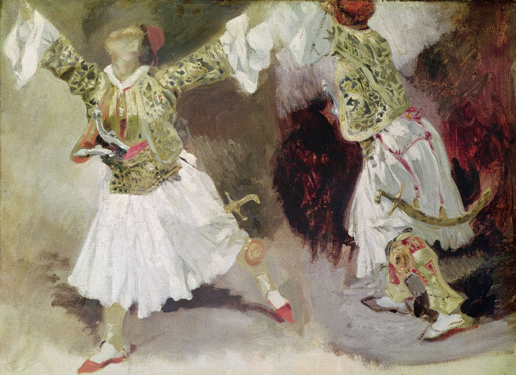 Detail of Two Greek Soldiers Dancing by Ferdinand Victor Eugene Delacroix