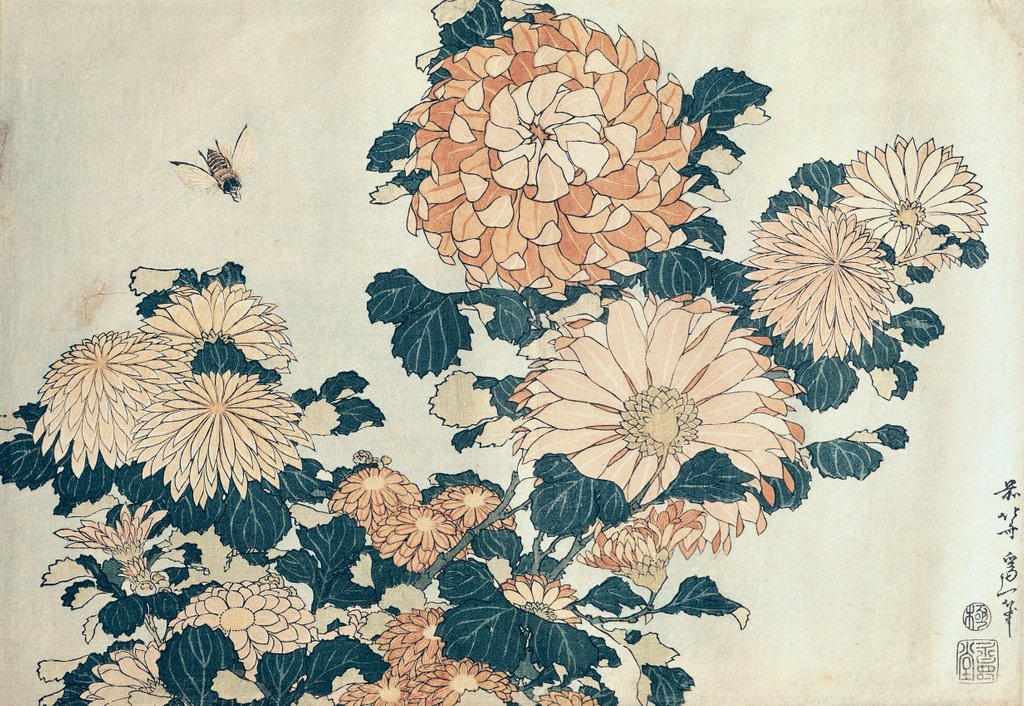 Detail of Chrysanthemums by Katsushika Hokusai