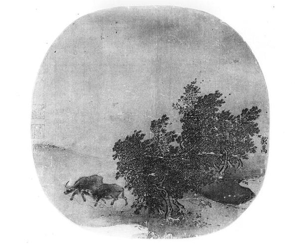 Detail of Landscape with water buffalo, Song Dynasty by School Chinese