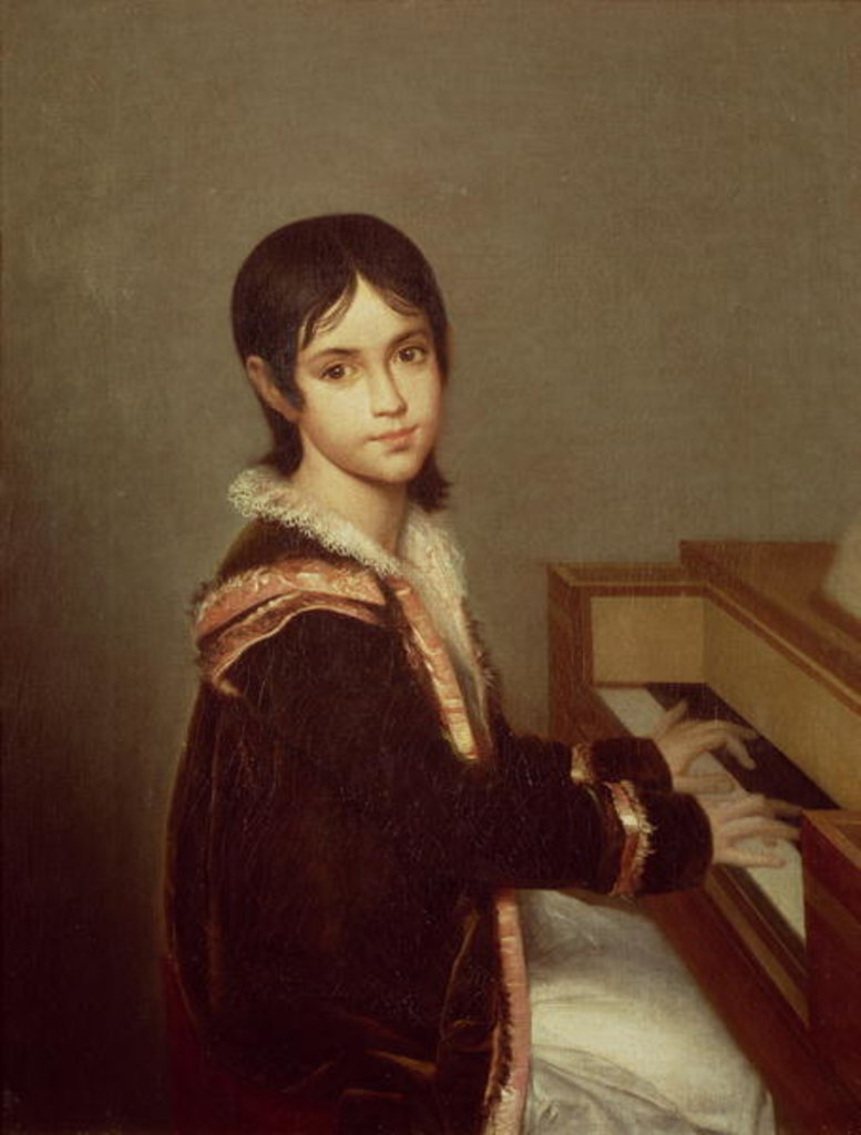 Detail of The Artist's Daughter at the Piano by Domingos Antonio de Sequeira