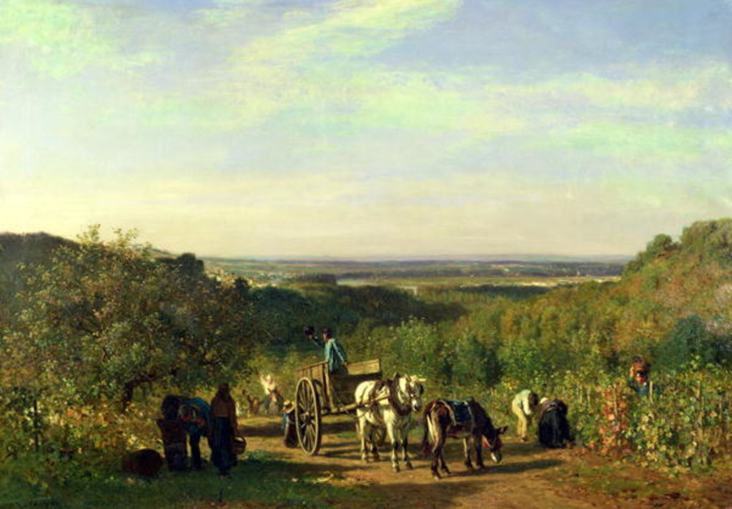 Detail of View from the Hilltops of Suresnes or, The Grape Harvest at Suresnes by Constant-Emile Troyon