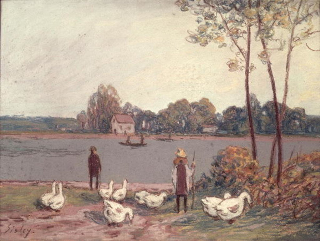Detail of On the Banks of the Loing by Alfred Sisley