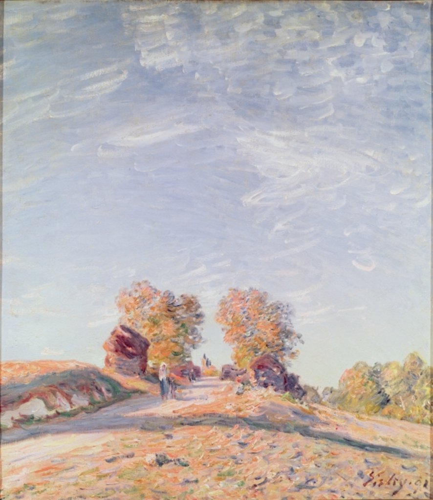 Detail of Uphill Road in Sunshine, 1891 by Alfred Sisley