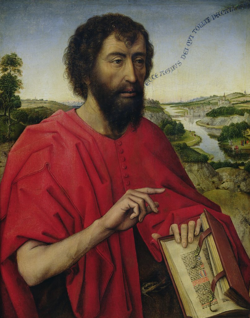 Detail of St. John the Baptist, left hand panel of the Triptych of the Braque Family by Rogier van der Weyden