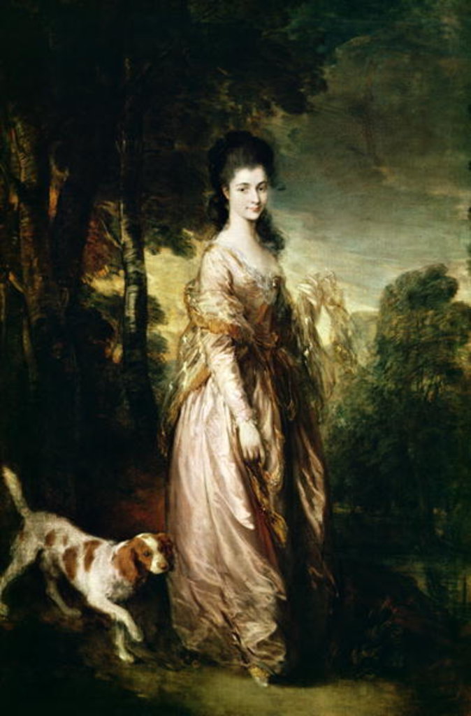Detail of Portrait of Mrs. Lowndes-Stone c.1775 by Thomas Gainsborough