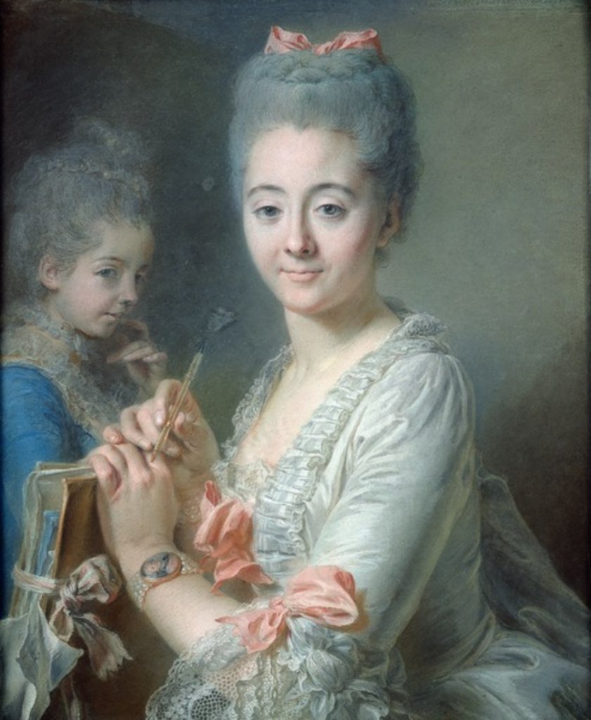 Detail of Madame Theodore Lacroix Drawing a Portrait of her Daughter, Suzanne Felicite by Jean Valade
