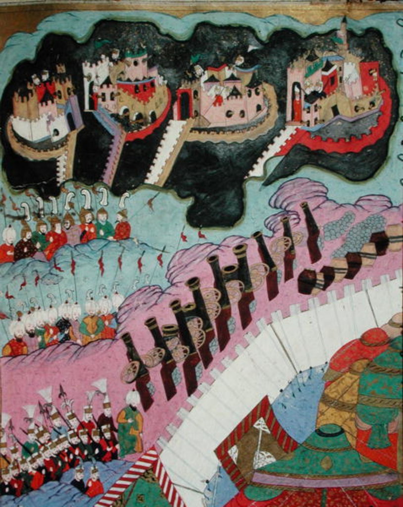 Detail of Siege of a Christian Fortress, detail of the artillery by Islamic School