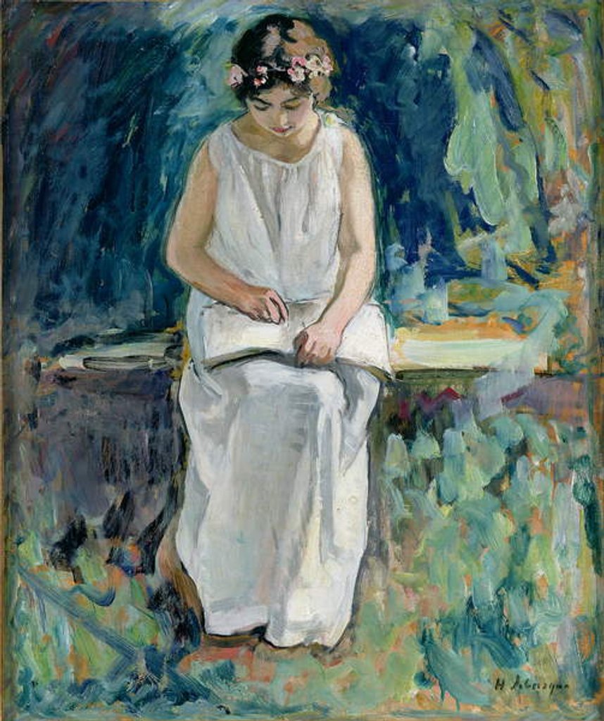 Detail of Girl Reading by Henri Lebasque