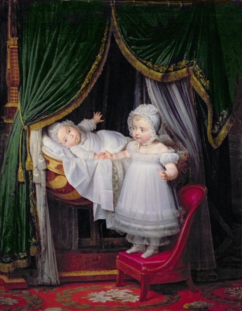 Detail of Henri-Charles-Ferdinand of Artois Duke of Bordeaux and his Sister Louise-Marie-Therese of Artois at the Tuileries by Louis Hersent