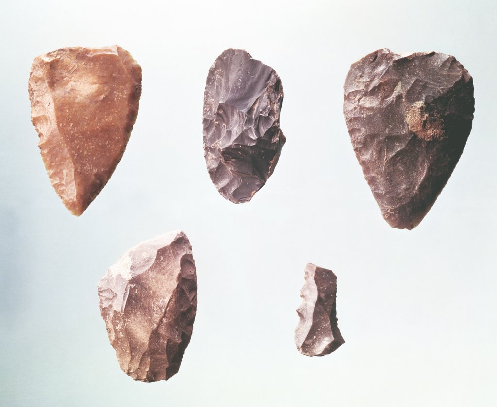 Detail of Prehistoric stone tools by Paleolithic Paleolithic
