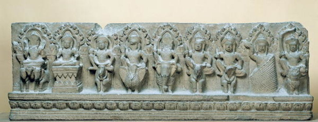 Detail of Frieze depicting nine divinities by Cambodian School